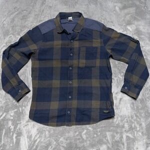 Forclaz Decathlon Plaid Button Down Shirt Mens Large Blue Green Hiking Outdoor